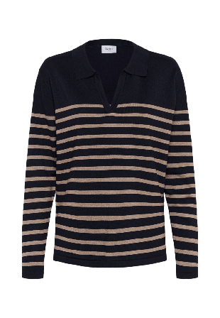 Saint Tropez MilaSZ Striped Polo Pullover Tröjor Dam Blå S
