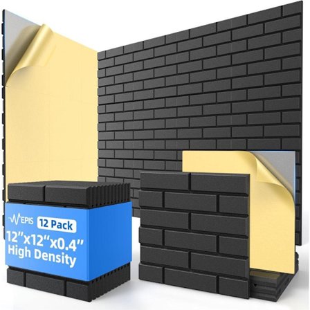 12-pak Akustikpaneler 30x30 cm, Selvklæbende Lydisolerende Skumplader til Vægge, Lydabsorberende Vægpaneler_OF