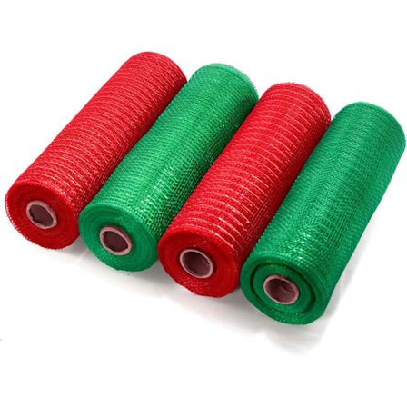 Deco Mesh 10 tum x 10 Yards hver rulle, metallisk folie Poly Mesh