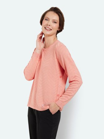 BRANDTEX - Strik - Koral Melange - Knap Detalje
