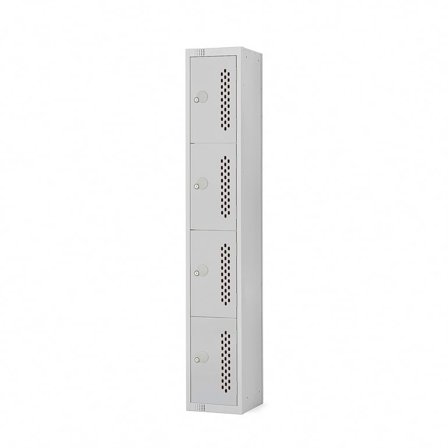 Elite perforated locker, 4 door, 1800x300x450 mm, grey