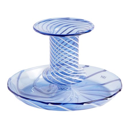 Hay Lysestage Flare stripe, Ø11, lyseblå, 7,5 cm | KitchenOne