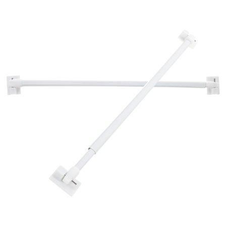 Infällbar gardinstång, små gardinstänger för kök och garderob, installation utan borrning, vit justerbar spänningsstöd med självhäftande fästen
