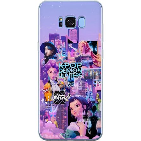 Kompatibel Mobilcover til Samsung Samsung Galaxy S8 KPop Demon Hunters fødselsdag tema med neon Glad fødselsdag og karakterer i festlig energi og fa