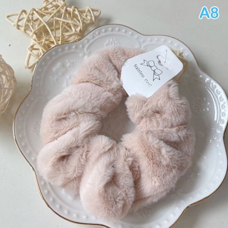 Vintervarm flerfarvet hårløkke til kvinder piger e plys elastik