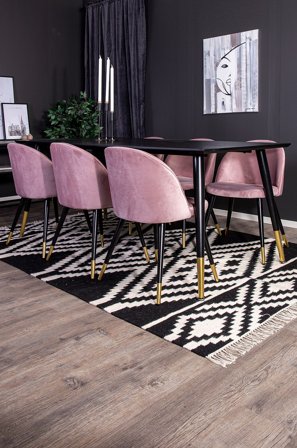 Venture Home - Spisegruppe Doris bord og 6 stk Valleta stoler - Rosa - Spisegrupper - Fra Homeroom