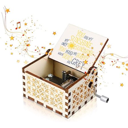 Trä Musiklåda You Are My Sunshine Vintage Hand Crank Musiklådor Musiklåda
