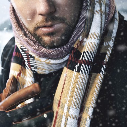 Bufanda de Cuadros de Algodón Reciclado Color Arena y Rojo para hombres - Bufandas de invierno