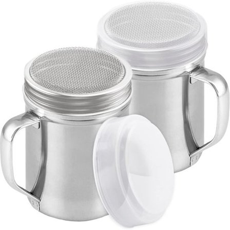 Sukkerpulver shaker - med håndtak - for kaffebar - finmasket størrelse - 170 gram - to pakker