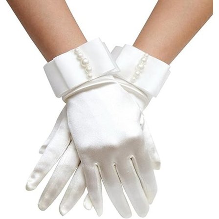 Dame håndleddslange brudehansker med perler til brudekjole