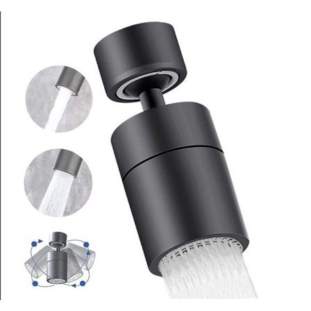 Kranluftare, 360° roterbar pip Köksblandare, svart, 2-delad, sprayfilter Handfat i badrummet