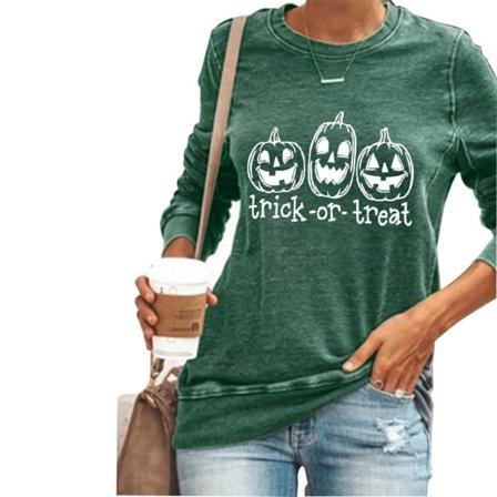 Kvinnors Halloween Pumpa Rund Hals T-shirts Casual Tops