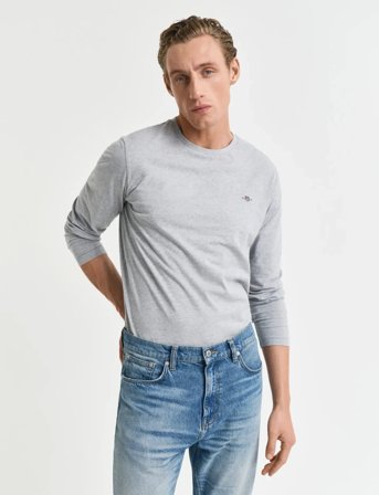 GANT Reg Shield Ls T-Shirt - Grey - S