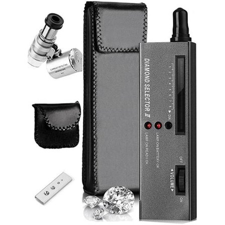 Diamanttestpenna, högprecisionsdiamanttestare + 60X Mini LED-förstoringsglas Professionell diamantväljare