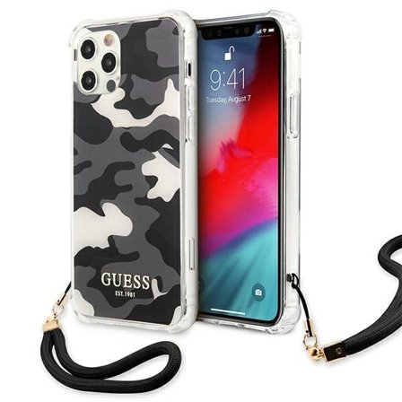 Guess GUHCP12MKSARBK iPhone 12/12 Pro 6,1" sort/sort hardcase Camo Collection