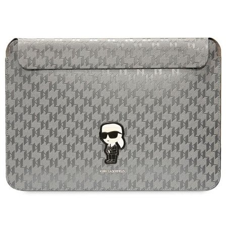 Karl Lagerfeld Saffiano Monogram Ikonik -kotelo 14" kannettavalle tietokoneelle - hopea