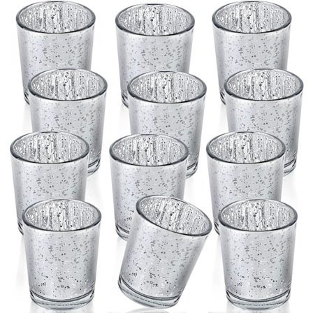 Telysglass, sett med 12, vevde glass telysholdere, telysholder, lysglass for te