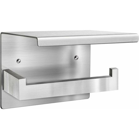 Selvklæbende toiletpapirholder i rustfrit stål uden boring til badeværelse, toilet, køkken, sølv, rustfrit