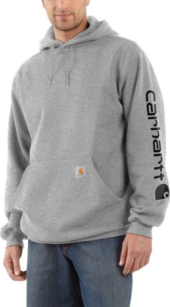 Carhartt Men's Sleeve Logo Hooded Sweatshirt Men long-sleeved sweaters Grey XL