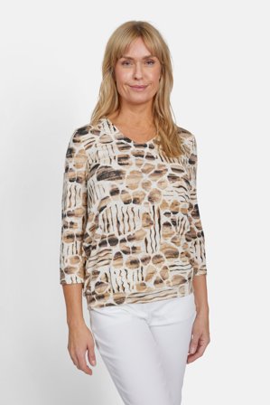 SIGNATURE - 3/4 Ærmet T-shirt - Sand Mix - Mønstret