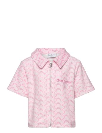 Mindy Monogram Towelling Short Sleeve Shirt Kortermet Skjorte Rosa Juicy Couture*Betinget Tilbud