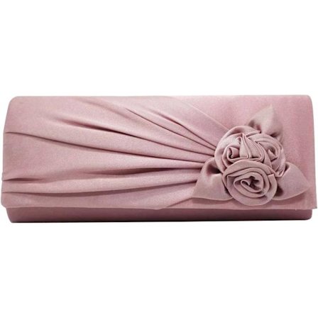 Dam satin kuvertväska med ros, festlig bröllopsfest, balväska, handväska för kvinnor