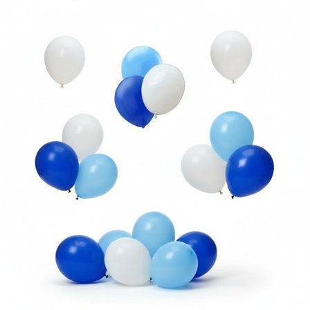Ballonger Ljusblå, Vit och Blå 24-pack - Låt Festen Skina med Vackra Ballonger till Babyshower eller Födelsedag