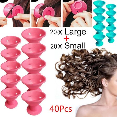 40PCS DIY Silicone Hair Curlers Set Kit Soft Rollers Hair Care No Heat