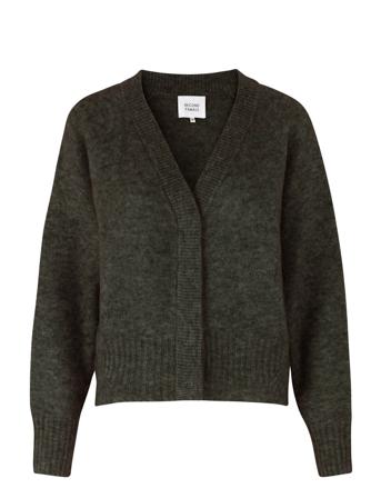Brook Knit Boxy Cardigan Strikkegenser Cardigan Svart Second Female