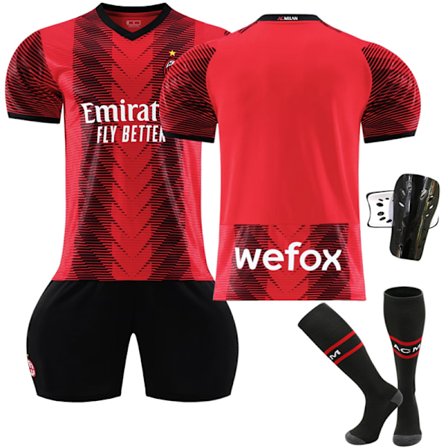 AC Milan hjemmefodboldsæt til børn 2023-24 uden nummer