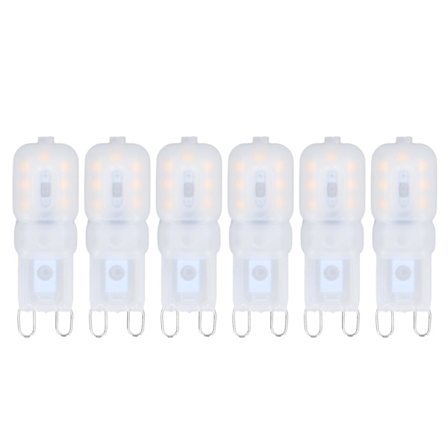 6 stk G9 LED-pærer Dæmpbar 3W energibesparende 360 ​​graders pære til loftslamper og pendler Varmt hvid 110-140V