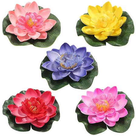 5 st artificiella näckrosor flytande lotusblomma damm hem bröllopsdekor 10cm