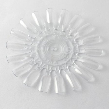 Rundt prøvekart / utstilling med tips i plexiglass