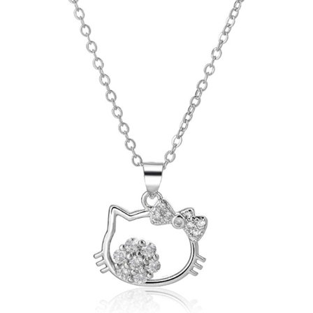 Kitty Girl Halsband, Kitty Cat Halsband med Hänge, Söt Tjej Hjärta Katt Diamant Hänge, Söt Tjej Vänskap Halsband, Fashionabel Student Tjej Halsband