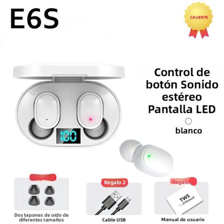 Hvide-E6S Trådløse Bluetooth Stereo HiFi Hovedtelefoner med Mikrofon til Gaming, Støjreduktion, TWS Sportshovedtelefoner til Alle Smartphones