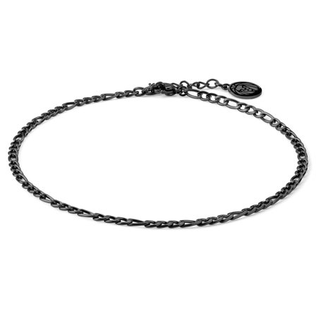 Bracelet de cheville pour homme avec chaîne Figaro en acier inoxydable noir pour hommes - Bracelets de cheville