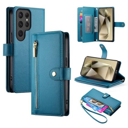 Samsung Galaxy S25 Ultra Wallet Cover with Strap - Blue