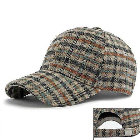 Ruudullinen villainen baseball-lippis Tartan Miehet Naiset - Litteä säädettävä isä-hattu syksyyn ja talveen