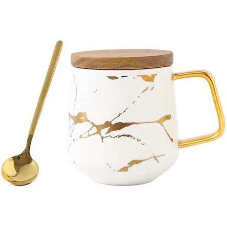 Porslin Te Kopp Kaffemugg Set för Afternoon Tea - Marmormönster