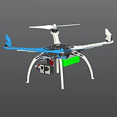 S500 Drone Runkosetti PCB-versio, Laskeutumisjalustat, Gimbal-kiinnitysmahdollisuus FPV-droneille, Sininen