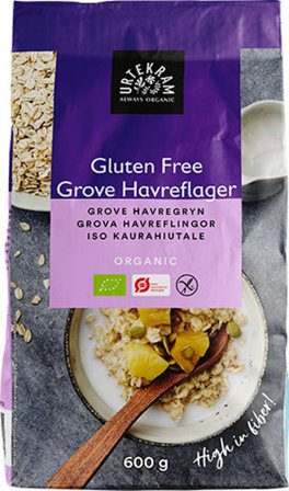 Urtekram Havreflager Gluten Free Grove Ø 600 g, Helse & Madvarer, Gryn, Flager & Drys, Gryn