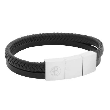 by BILLGREN Lambert Leather Bracelet Black Accessoarer Herr Svart 21 cm