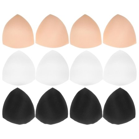 6 par kvinners uttakbare BH-puter Svampputer BH-innlegg for badetøy Sport Hvit Svart Hudfarge