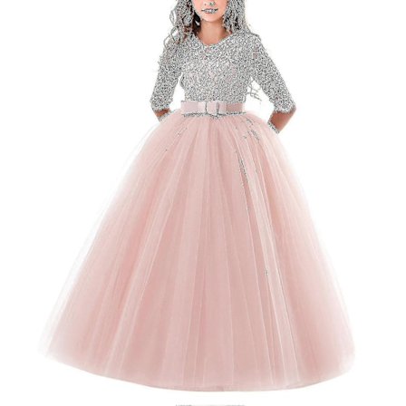 Spetsklänning för Blomsterflickor, Barn, Bröllop, Brudtärnor, Fest, Bal