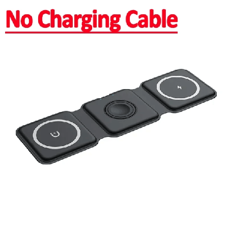 3 i 1 magnetiskt trådlöst laddare för iPhone 15 14 13 Pro Max snabbladdningsstation för Apple Watch AirPods 1 No cable black