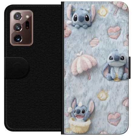 Kompatibel Tegnebogsetui til Samsung Galaxy Note20 Ultra Stitch mønster med hjerter, paraplyer og pastelfarvet blød baggrund