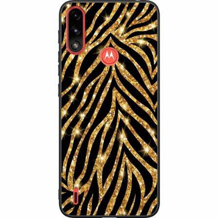 Motorola Moto E7i Power Svart Skal Gold & Glitter