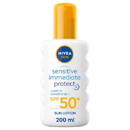 NIVEA Sensitive Immediate Protect Soothing Sun Spray SPF 50+ Solskydd & solvård Dam 200 ML