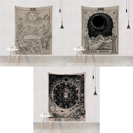 Väggbonad Set 'The Moon', 'The Star' och 'The Sun' Tarotkort