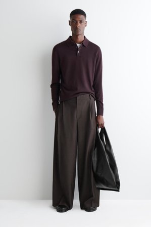 COS Men's Polo Slim In Lana Merino in Rosso